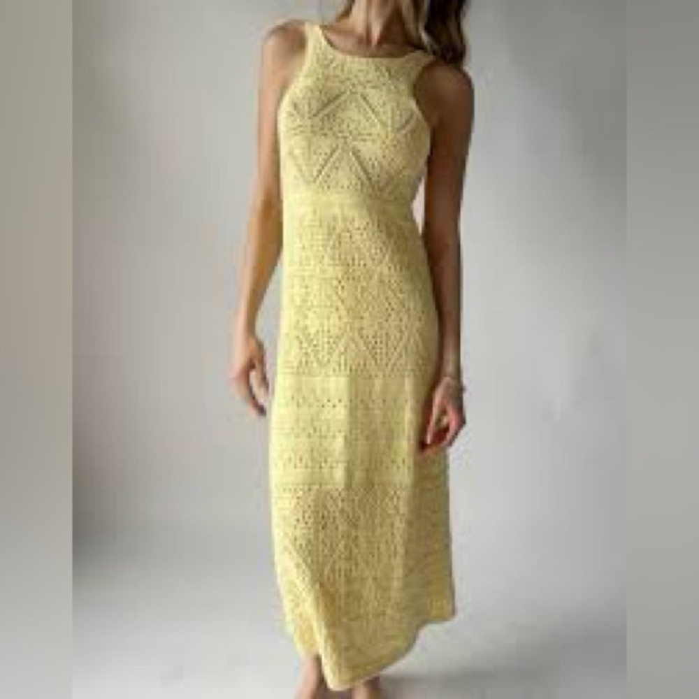 Zara knit maxy dress size small Yellow Lace Dress - Picture 2 of 7